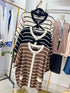 Stripes Round Neck Short Sleeves Pullover